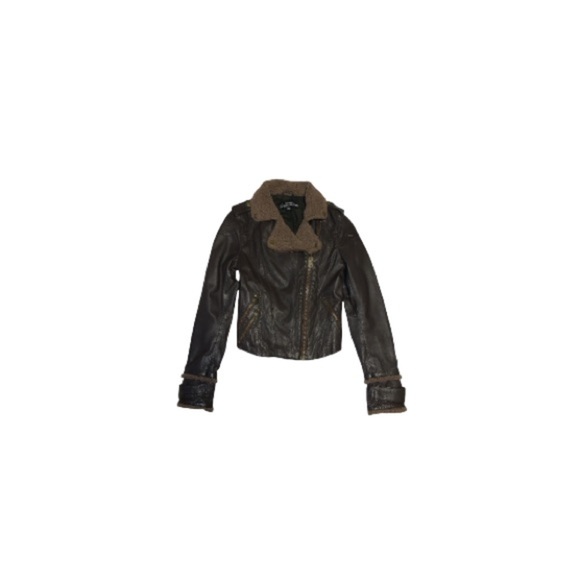 Just Jeans Brown Leather Bomber Jacket - Women’s AU Size 6 - Picture 1 of 10
